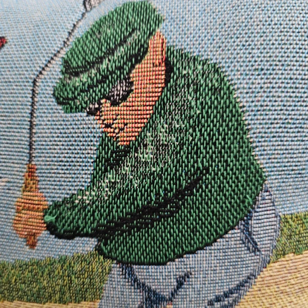Vintage Golf Tapestry Throw Pillow Old Golfers‎ Never Die Putter Away Green 12x8
